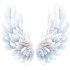 Obraz premium Seraphic Wings: Intricate detail of delicate, white wings exuding a sense of purity and grace. An ethereal display of soft feathers.