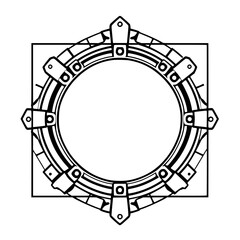 Naklejka premium Detailed Black and White Geometric Design Featuring a Circular Element Within an Octagon-Shaped Frame.