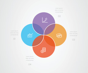 4 circle ven diagram colorful presentation business infograph