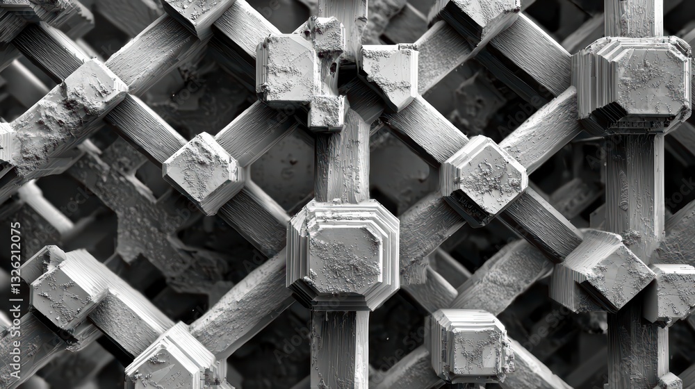 Poster geometric marvel in microscopic world: an intricate network of angular shapes, meticulously arranged