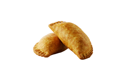 Two crispy fried empanadas isolated on a transparent background Generative Ai.
