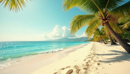 Obraz premium Minimalist palm shadows on sun-drenched Canary Island sand , design, wallpaper