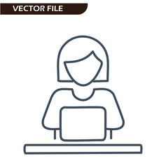 woman and man with laptop icon