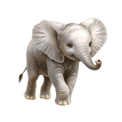 Fototapeta premium Gentle Giant Cub: A heartwarming illustration of a baby elephant, depicted with endearing features, exuding a sense of innocence and charm, walking straight towards viewer.