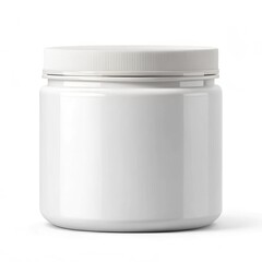 White matte plastic jar mockup on white background