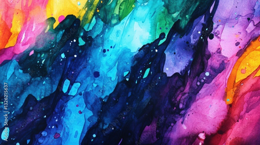 Aufkleber abstract watercolor painting of vibrant colors blending dynamically creating a textured and emotiona