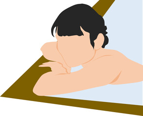 温泉に入る女性のイラスト