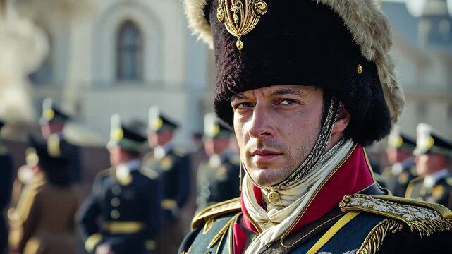 Portrait of a soldier during the Napoleonic Wars showcasing pride and resilience amid the turmoil of battle, Conflict in Napoleonic wars