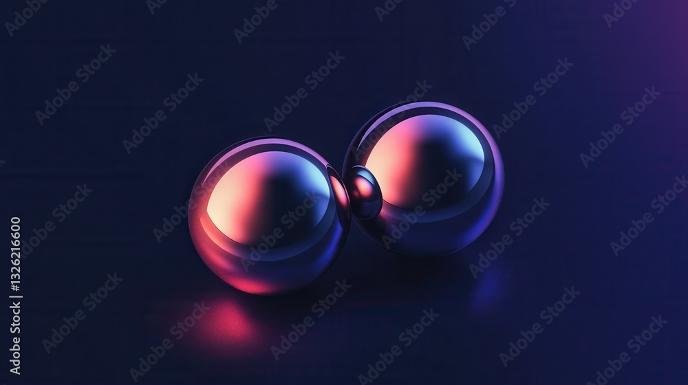 Poster abstract spheres with neon gradient lighting modern 3d rendering.