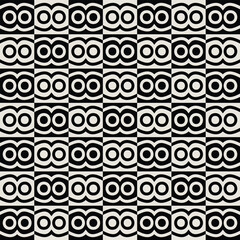 Geometric seamless mid-century circles pattern in black and white. Graphical illustration for a unique textiles and home décor.