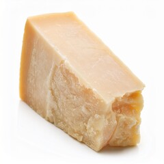 A Single Piece of Authentic Italian Parmigiano Reggiano Cheese Isolated on White Background: Premium Quality Parmesan for Culinary Excellence