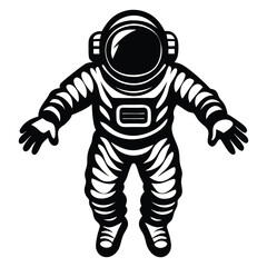 Adventurous Astronaut Vector Illustration, Hand-Drawn Doodle Style Sketch of a Space Explorer Floating in Zero Gravity on a White Background