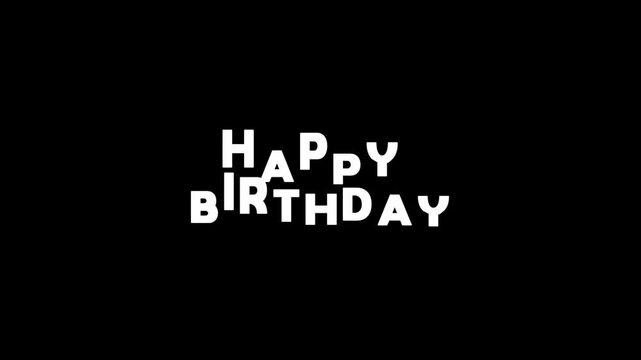 Happy Birthday text animation of handwriting in 5 clips of different color glossy effects. Modern handwritten calligraphy with alpha channel. Great for celebrations and events. Transparent background