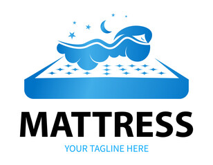 Creative concept logo of hybrid mattress. Twin Mattress emblem.