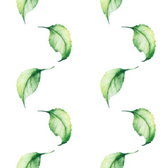 Seamless pattern with green leaves.