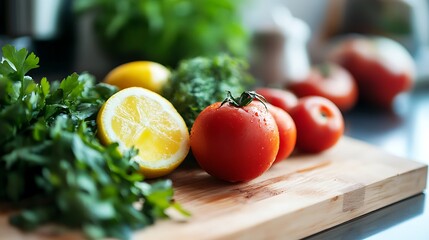 Bright and Clean Kitchen with Fresh Ingredients Ready for Cooking