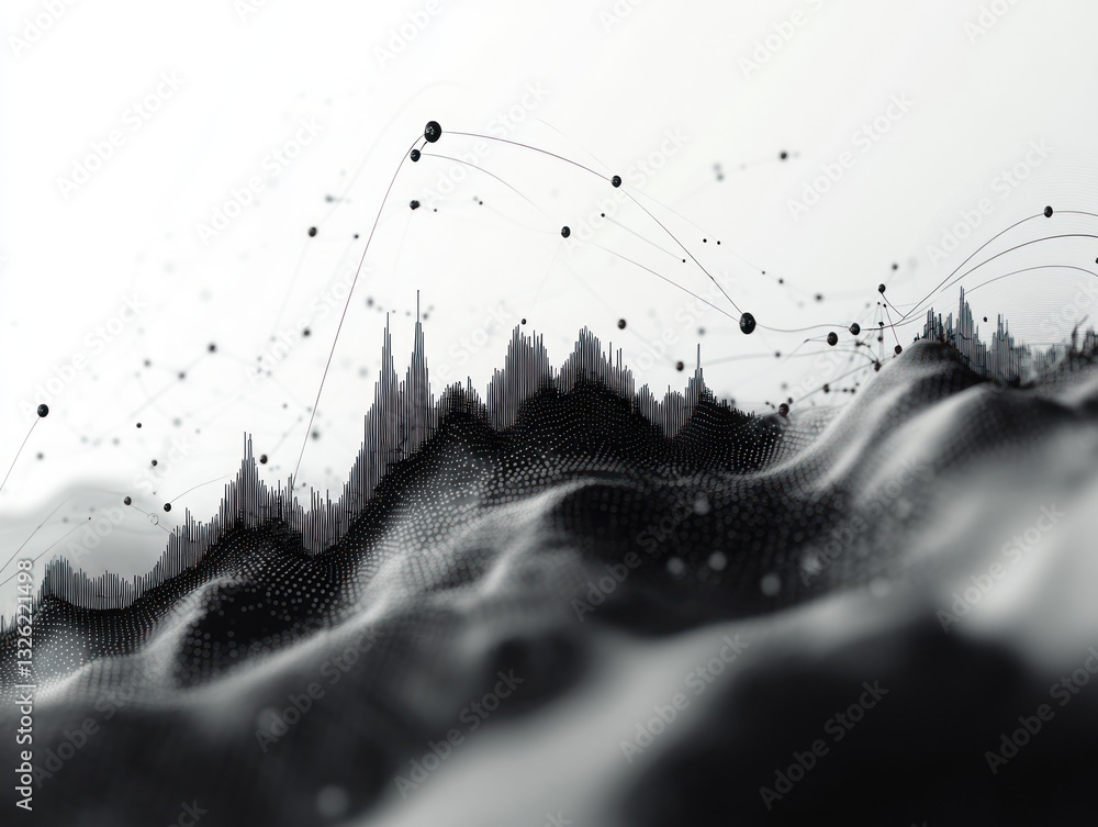 Aufkleber abstract representation of data visualization over a textured landscape