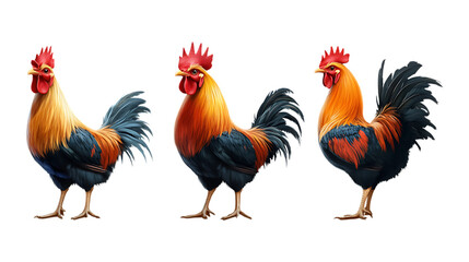 Fototapeta premium Pack Chicken with Red Beak Set Against Transparent Background for Farm Illustrations, Poultry Branding, or Animal Designs