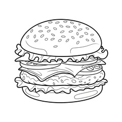 vector illustration of a hamburger coloring page 