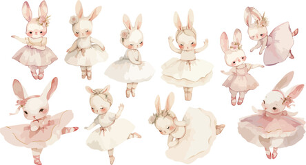 ballerina bunny watercolor clipart