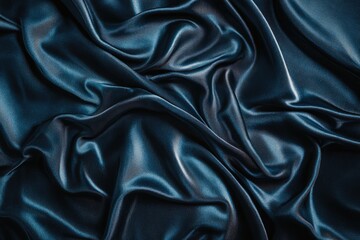 Obraz premium Draped dark teal silk fabric texture background