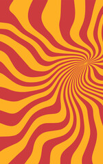 Abstract sun with wavy rays background. Poster with sunburst in trendy groovy style. Background for cards, posters, covers, banners etc.