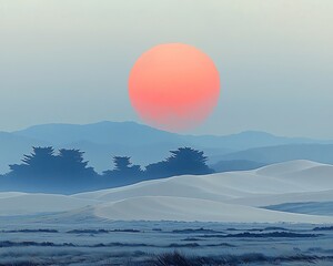 Fototapeta premium Sunrise Over Coastal Sand Dunes.