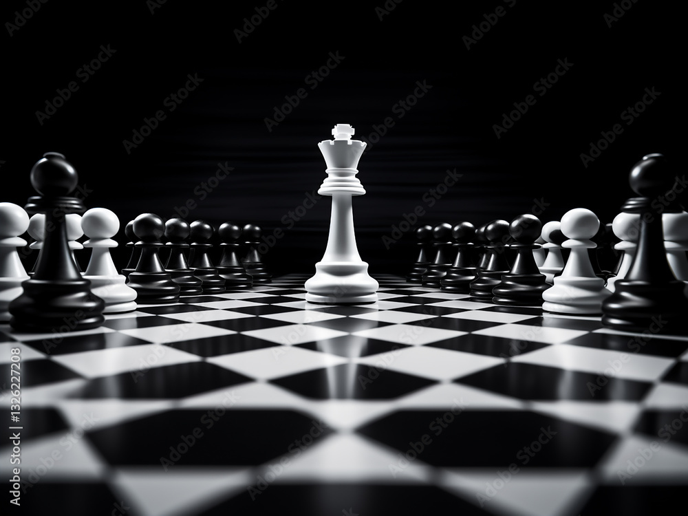 Poster abstract chessboard with alternating squares and a fresh monochrome twist