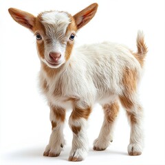 Small goat grazing on green grass with an innocent look capturing the essence of rural animal husbandry