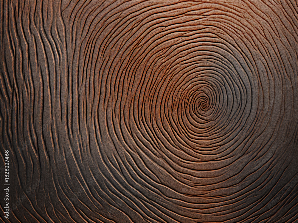 Poster concentric lines in a skin tone palette form an abstract fingerprint design