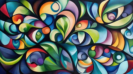 Abstract Swirling Colors and Shapes in High Detail