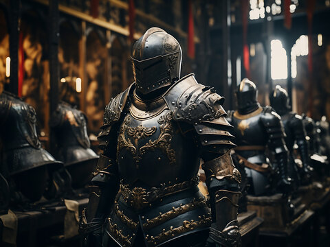 Ancient armory preparing strong defense offering careful protection and ensuring constant safety