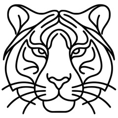 One line tiger portrait silhouette