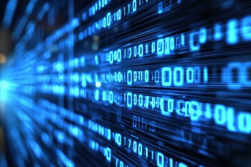Fototapeta premium Abstract representation of digital data flow with binary code backdrop