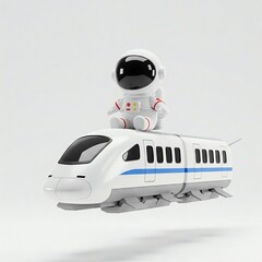 Obraz premium Cute Astronaut Sitting on Speed Train