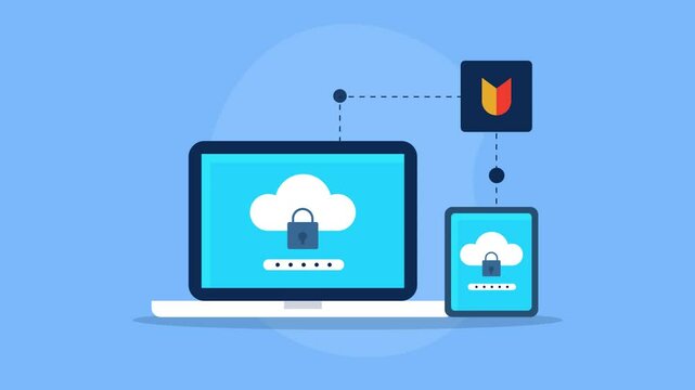 Login with passkey on digital device, secure cloud data storage and cyber security concept.