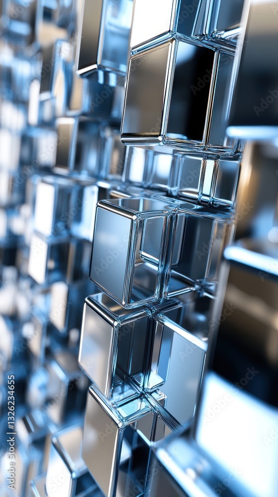 Poster abstract close-up of reflective glass cubes creating a modern texture