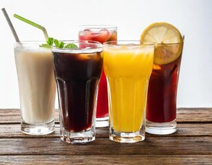 Assorted Collection of Hot and Cold Beverages Isolated on White Background