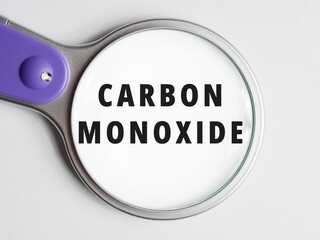 Carbon Monoxide text through magnifying glass background