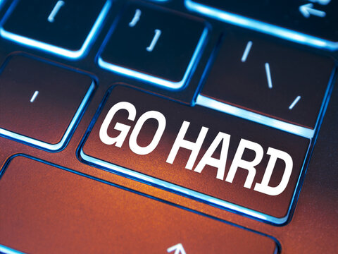 Go Hard text on keyboard key inscription