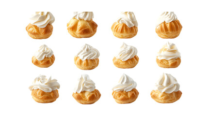 Pack Cream Puff Set Against Transparent Background for Pastry Branding, Dessert Advertisements, or Bakery Packaging