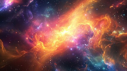 Fototapeta premium Vibrant nebula and star cluster merging in a spectacular cosmic scene that ignites the imagination