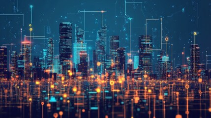 Fototapeta premium Mesmerizing cityscape with glowing lights creating an enchanting urban environment at night