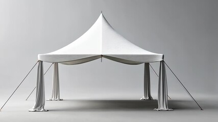 Elegant white canopy tent on grey background displayed in progressive view