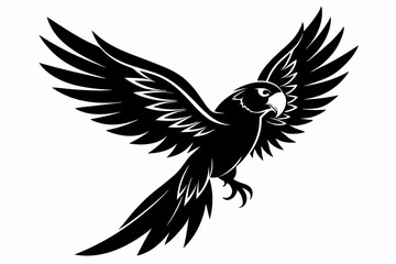 flying parrot bird line art silhouette vector illustration