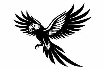 flying parrot bird line art silhouette vector illustration