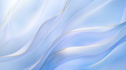 Obraz premium a serene abstract design with flowing, soft periwinkle blue waves patterns accented by thin golden lines, creating an elegant and calming effect. 