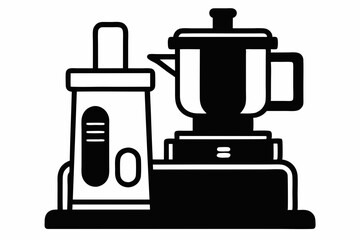 food processor line art silhouette vector illustration
