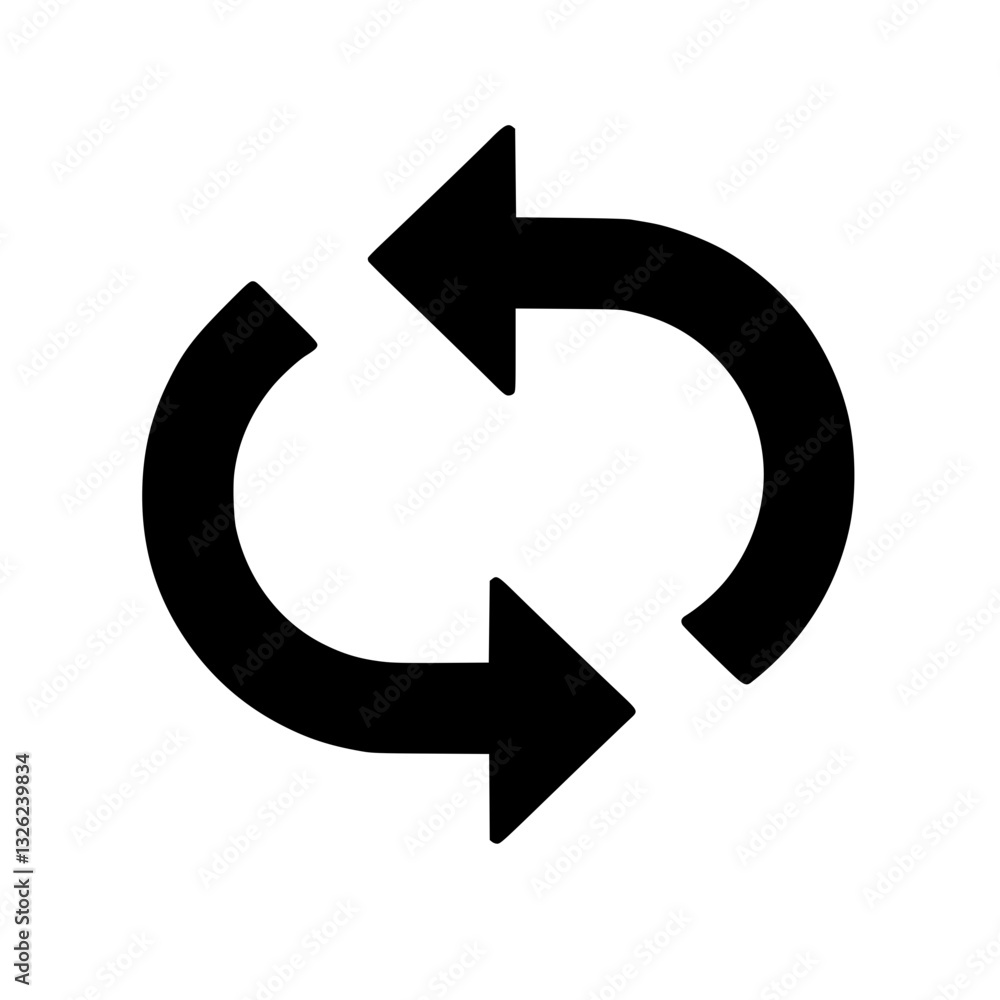 Poster circular arrow rotation: arrows curving in a loop implying a cycle repetition process or change a vi