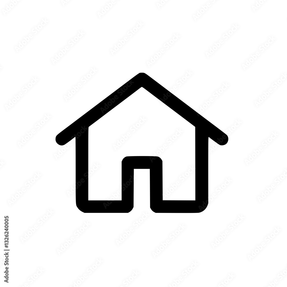 Poster simple home icon for navigation apps or website buttons and design featuring a roof and door symboli